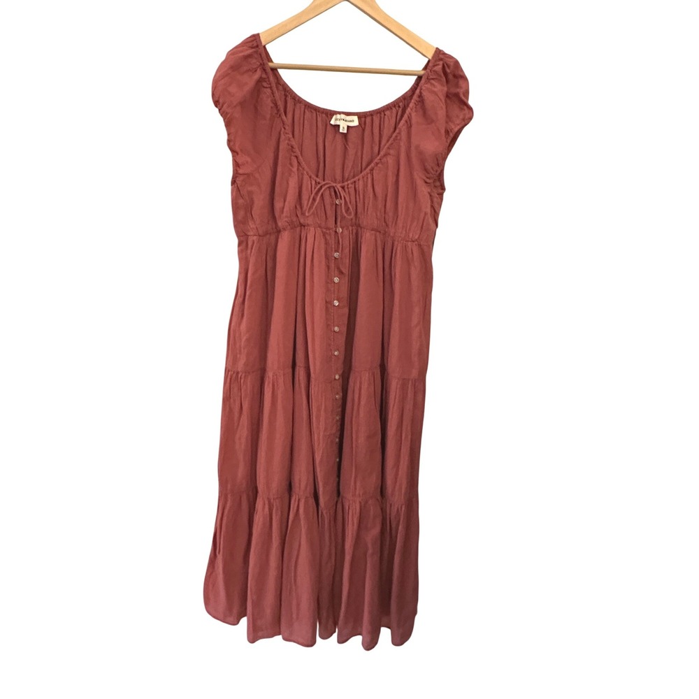 Lucky Brand Midi Dress Womens XL Terracotta NEW Tiered Button Front Boho 6EH/600